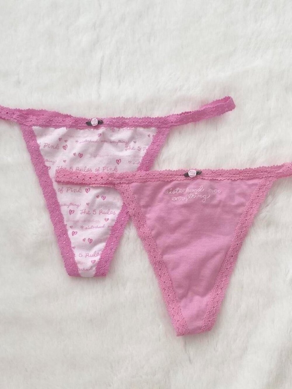 NWT loveshackfancy x PINK vs rules of pink v-string panties (2 pairs)